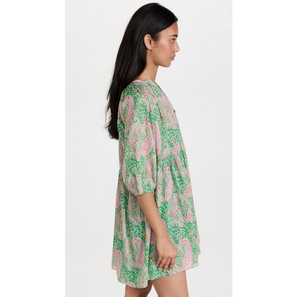 πBA&SHπ Odeon Robe Dress ~ Vert Green Paisley Print Large - Picture 7 of 16